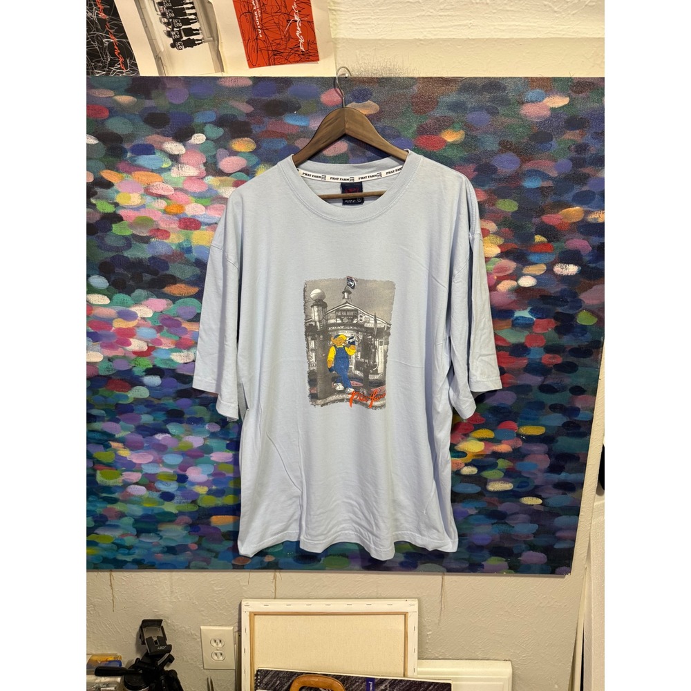 Vintage Phat Farm Graphic T-Shirt XL Light Blue Phat Fuel Denim Made in USA 90s